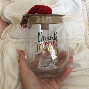 Holiday cup and wine stopper